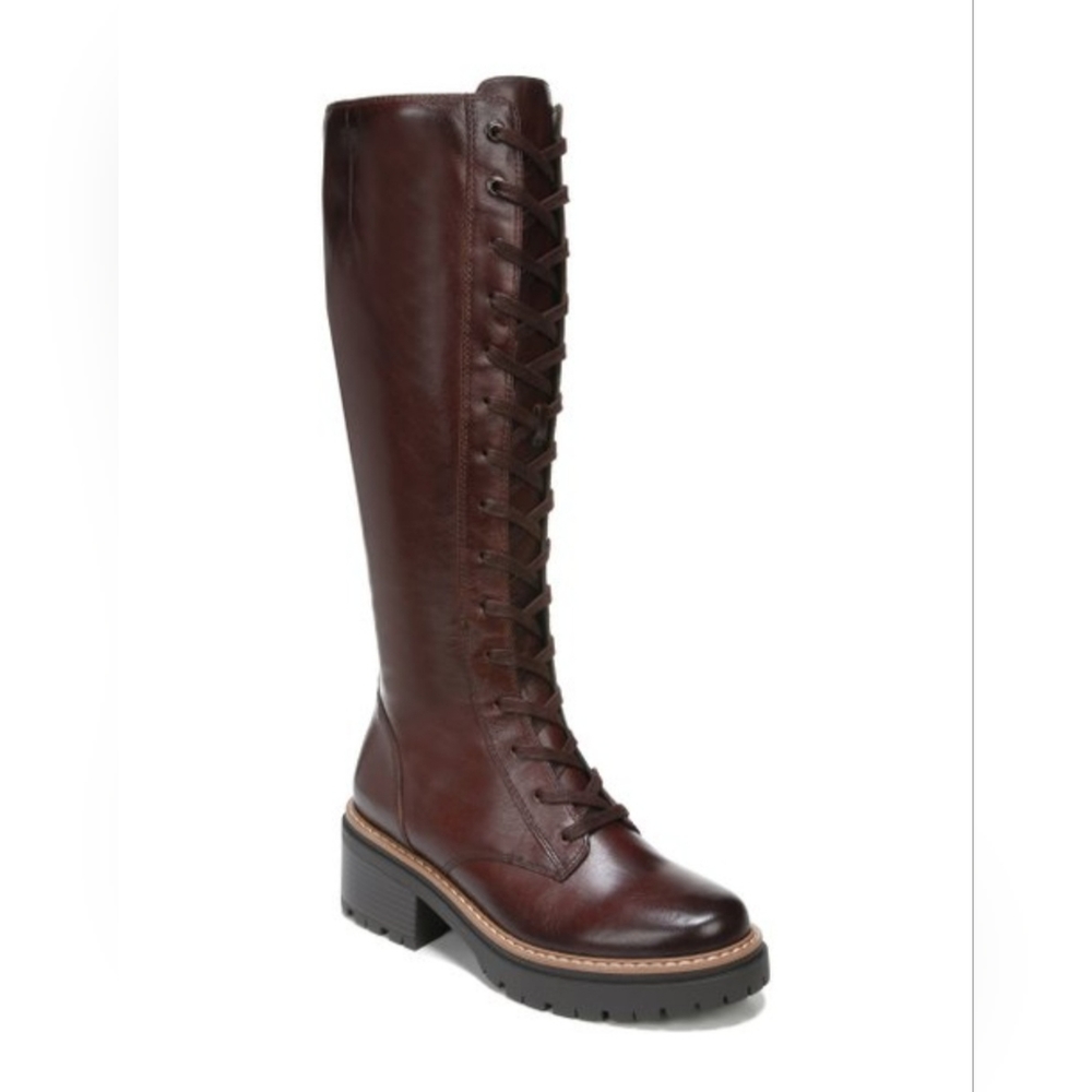 Cognac Lace-Up Knee High Boot with Tread New in Box from Naturalizer